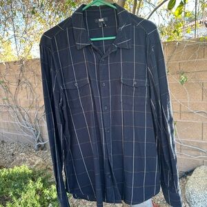 PAIGE Black and Gold Plaid Casual Button Down Shirt